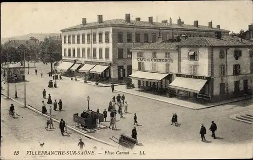 Ak Villefranche sur Saône Rhône, Place Carnot