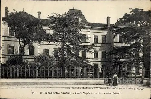 Ak Villefranche sur Saône Rhône, Gymnasium für junge Mädchen Place Faubert