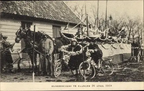 Ak Haarlem Nordholland Niederlande, Bloemencorso 26 April 1919