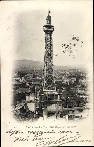 Ak Lyon Rhône, Der Metallturm von Fourvière