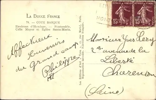 Ak Hondarribia Fuenterrabia Baskenland, Calle Mayor und Santa-Maria-Kirche