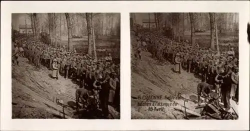 Stereo Ak Craonne-Aisne Parade der Bochea zum Angriff vom 10. April, I WK