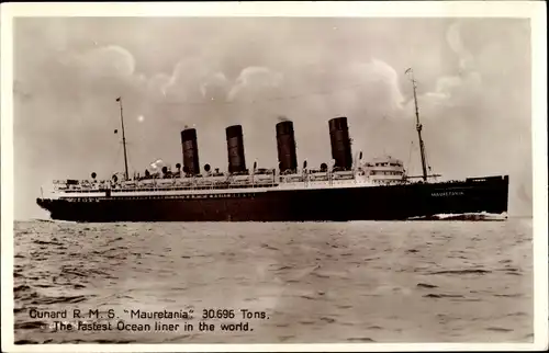 Ak Dampfer RMS Mauretania, Cunard Line