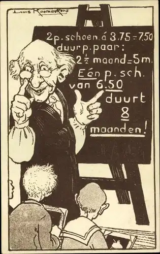 Künstler Ak Roemaekers, Louis, Lehrer an der Tafel, Rechnung