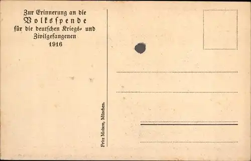 Künstler Ak Hohlwein, Ludwig, Volksspende für die deutschen Kriegs- und Zivil-Gefangenen 1916
