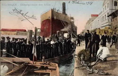 Postkarte Thessaloniki Thessaloniki Griechenland, Landung der Alliierten