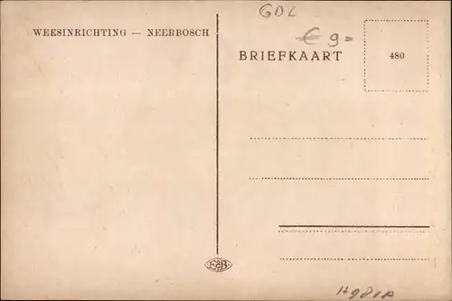 Ak Neerbosch Nijmegen Gelderland, Bij het Borstbeeld van den Stichter, Weesinrichting