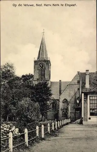 Ak Elspeet Gelderland, Op de Veluwe, Ned. Herv. Kerk