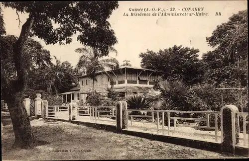 Ak Conakry Konakry Guinea, Die Residenz des Administrator-Bürgermeisters