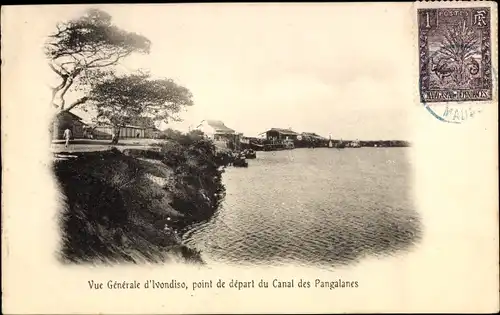 Ak Madagaskar, Gesamtansicht von Ivondiso, Ausgangspunkt des Pangalanes-Kanals