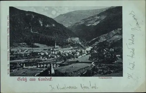 Mondschein Ak Landeck in Tirol, Totale bei Nacht