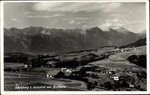 Ak Schönberg im Stubaital in Tirol, Totale mit Nordkette