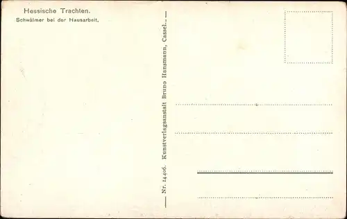 Ak Hessische Trachten, Schwälmer bei der Hausarbeit