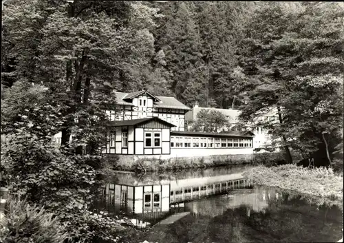 Ak Bad Schandau Sächsische Schweiz, Hotel und Gaststätte Lichtenhainer Wasserfall, Fachwerkhaus