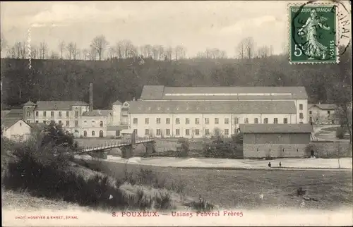 Ak Pouxeux Vosges, Usines Febvrel Frères