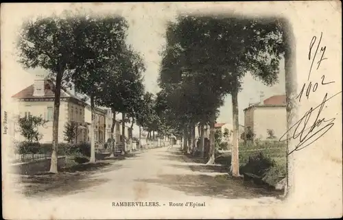 Ak Rambervillers Vosges, Route d'Epinal