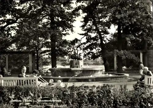 Ak Zwickau in Sachsen, Schwanenbrunnen