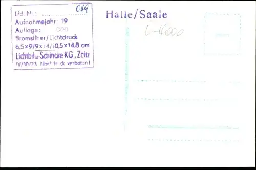 Foto Ak Halle an der Saale, Straßenansicht, Geschäft Optik, Passanten, Turm