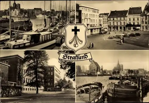 Ak Stralsund in Vorpommern, Hafen, Alter Markt, Krankenhaus am Sund