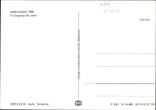 Ak Cospeda Jena in Thüringen, Gedenkstätte 1806