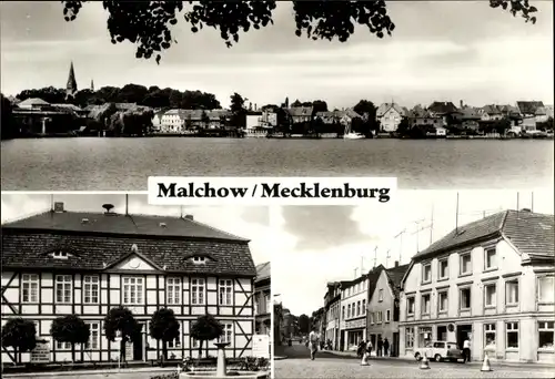 Ak Malchow in Mecklenburg, Rathaus, Malchow-Panorama, Kirchstraße
