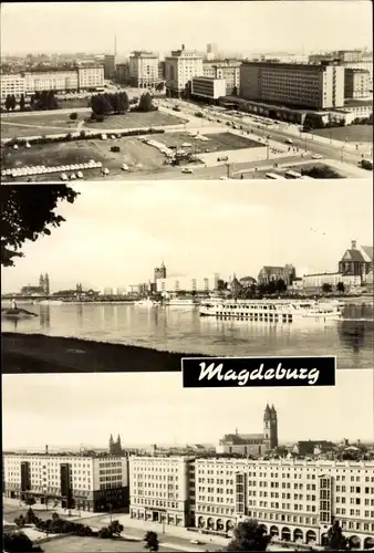 Ak Magdeburg an der Elbe, Otto-von-Guericke-Straße, Die Elbe, Wilhelm-Pieck-Allee