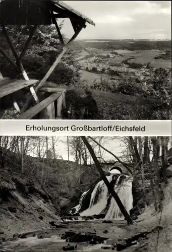 Ak Großbartloff im Eichsfeld Thüringen, Blick vom Schimberg, Wasserfall