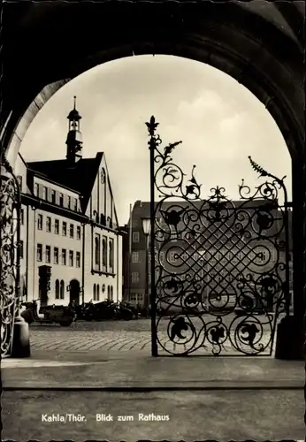 Ak Kahla in Thüringen, Rathaus, Schmiedeeisernes Tor