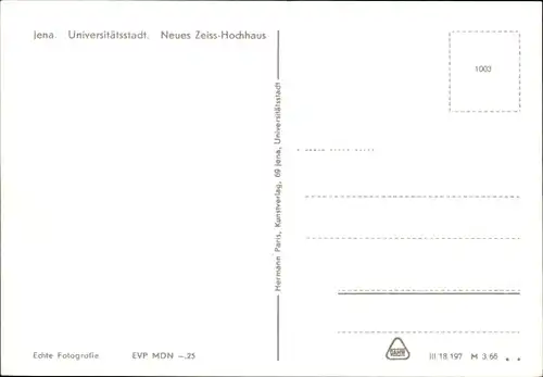 Ak Jena in Thüringen, Neues Zeiss-Hochhaus, Bus, Parkplatz