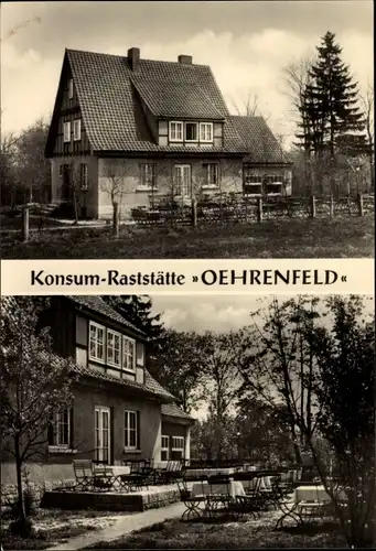 Ak Ilsenburg, Konsum Raststätte Oehrenfeld mit Terrasse