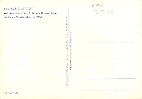 Ak Rudolstadt in Thüringen, Volkskundemuseum, Thüringer Bauernhaus, Küche