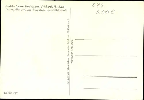 Ak Rudolstadt in Thüringen, Heimatmuseum, Thüringer Bauernhäuser, Sekretär