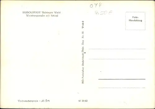 Ak Rudolstadt in Thüringen, Weinbergstraße mit Schloss