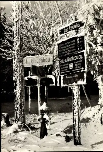 Ak Seiffen im Erzgebirge, Wegweiser, Winter