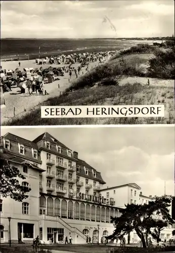 Ak Ostseebad Heringsdorf auf Usedom, Badestrand, FDGB-Heim Solidarität