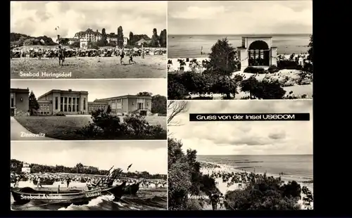 Ak Insel Usedom, Seebad Heringsdorf, Koserow, Seebad Ahlbeck, Zinnowitz