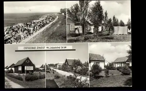 Ak Ostseebad Zingst, Strandpartie, Ortsansicht