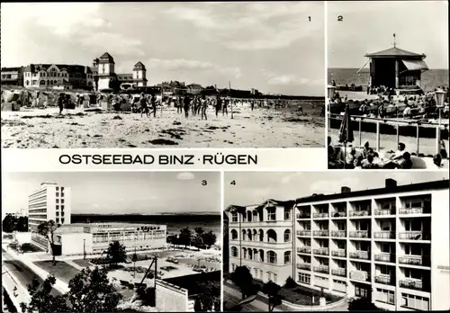 Ak Seebad Binz auf Rügen, Kurhaus und Strand, Am Konzertplatz, FDGB-Erholungsheim Arkona