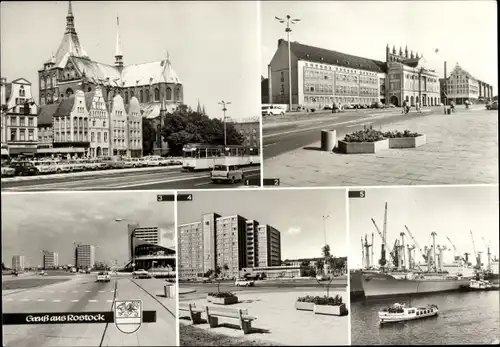 Ak Hansestadt Rostock, Ernst-Thälmann-Platz, Südstadt, Hochhaus Vögenteichplatz, Im Überseehafen