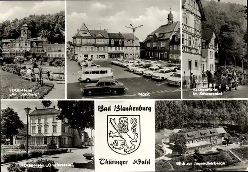 Ak Bad Blankenburg in Thüringen, Markt, Blick zur Jugendherberge, FDGB-Heim Am Goldberg
