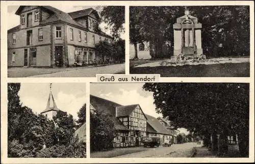 Ak Nendorf Stolzenau an der Weser, Straßenpartie, Ehrenmal