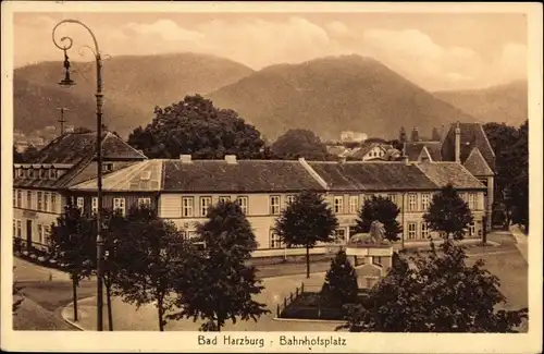 Ak Bad Harzburg am Harz, Bahnhofsplatz