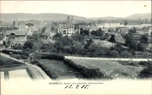 Ak Hameln an der Weser Niedersachsen, Blick von Dreyers Berggarten