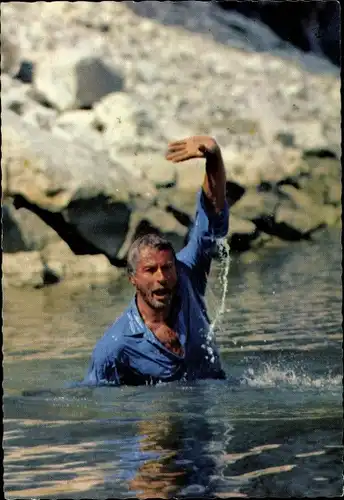 Ak Schauspieler Lex Barker, Szene aus dem Film Winnetou I. Teil, Old Shatterhand