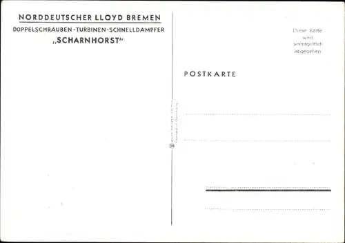 Ak Doppelschrauben Turbinen Schnelldampfer Scharnhorst, Norddeutscher Lloyd Bremen