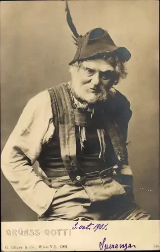 Ak Mann in österreichischer Tracht, Portrait, Federhut