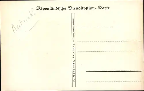 Ak Alpenländisches Dirndlkostüm, Frau in Tracht, Blumenstrauß