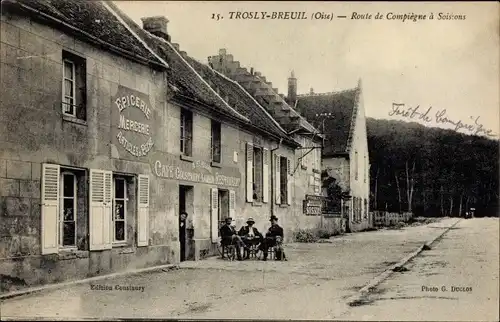 Ak Trosley Breuil-Oise, Straße von Compiègne nach Soissons