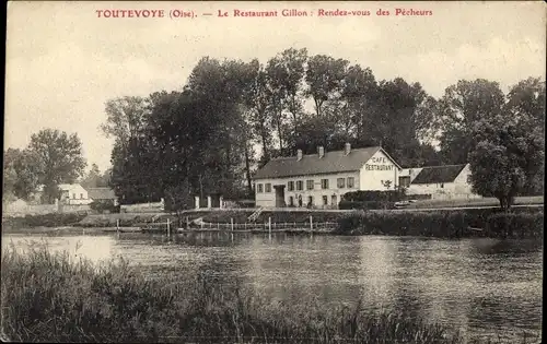 Ak Toutevoye Oise, Le Restaurant Gillon, Rendez-vous des Pecheurs