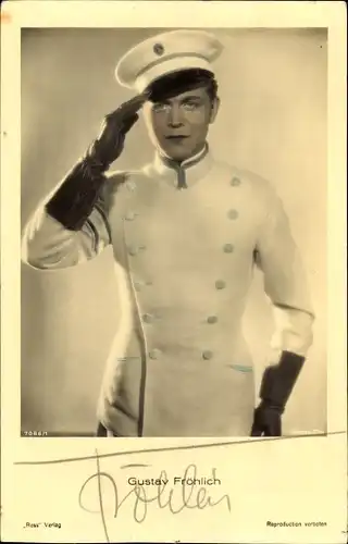 Ak Schauspieler Gustav Fröhlich, Portrait, Uniform, Autogramm
